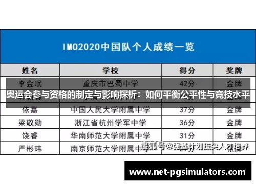 奥运会参与资格的制定与影响探析：如何平衡公平性与竞技水平