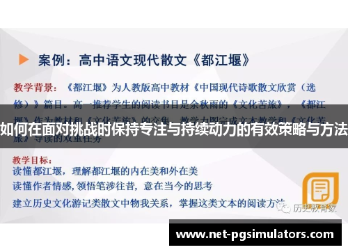 如何在面对挑战时保持专注与持续动力的有效策略与方法