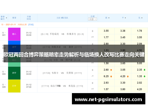 欧冠两回合博弈策略赔率走势解析与临场换人改写比赛走向关键